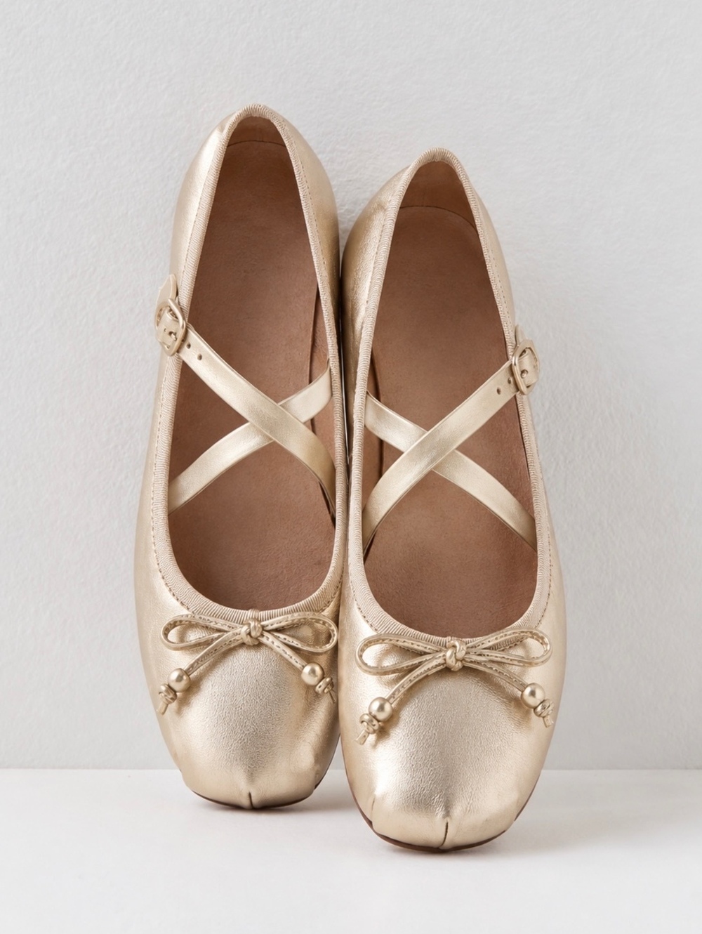 Circus NY by Sam Edelman Zuri Gold Metallic Bow Mary Jane Ballerina Flats